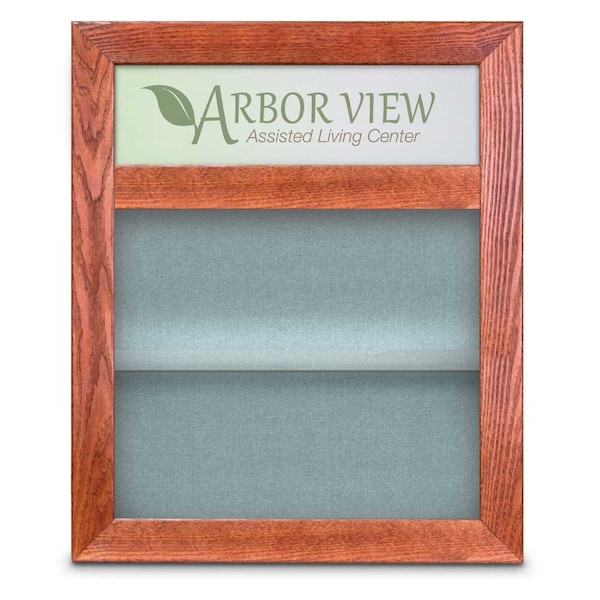 Outdoor Enclosed Combo Board, 42"x32", Bronze Frame/Green & Cobalt
